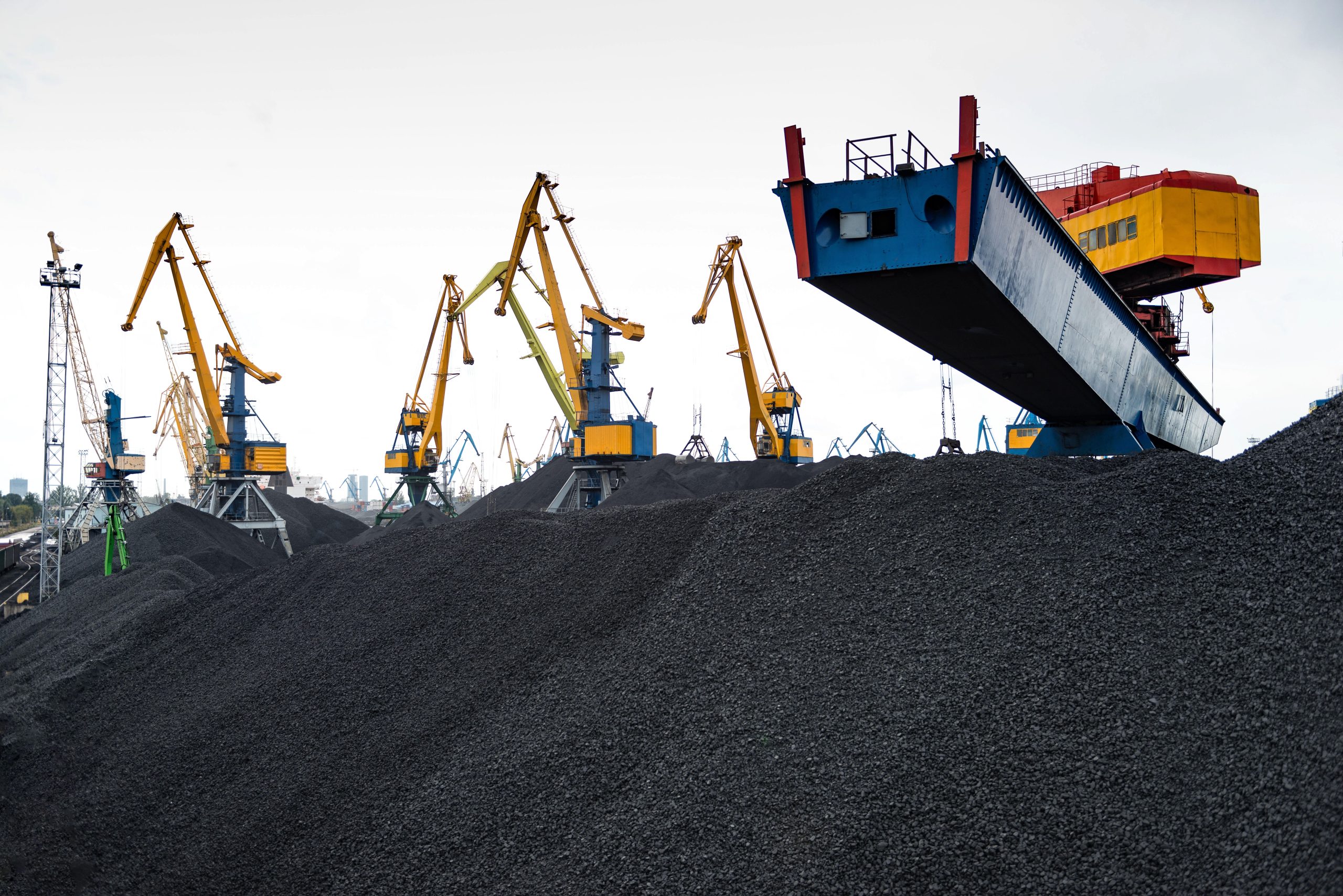 Mining Coal Stock Image J - Work in port coal transshipment terminal.