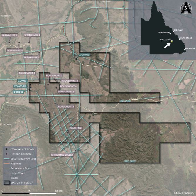 Rougemont wells and Rolleston South coal project Map - September 2026